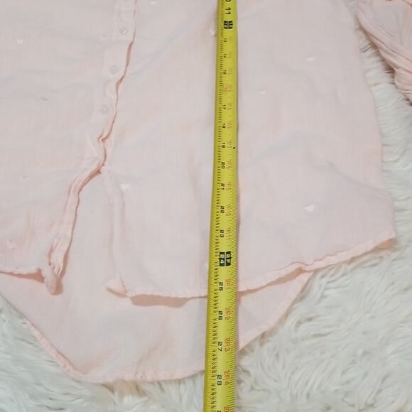 Sundry Light Pink Gauze Cotton Button Down Shirt with Hearts - Picture 7 of 7